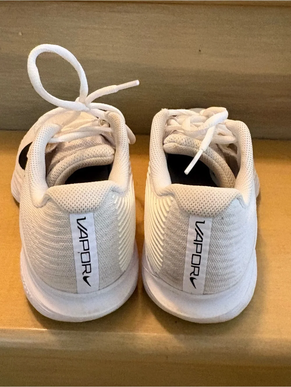Nike vapor tennis White Sneakers with Black Swoosh Accent